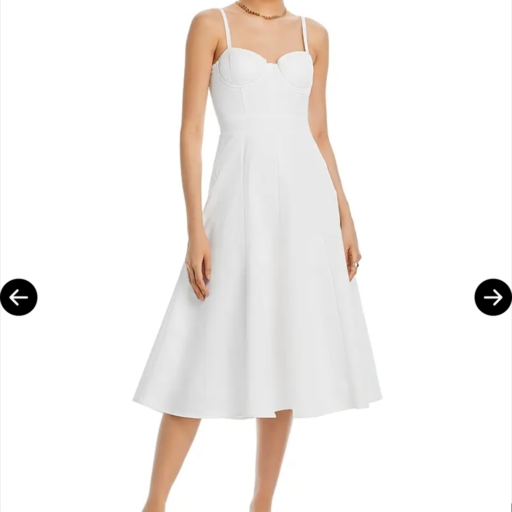Aqua White Sleeveless Sweetheart Midi Dress